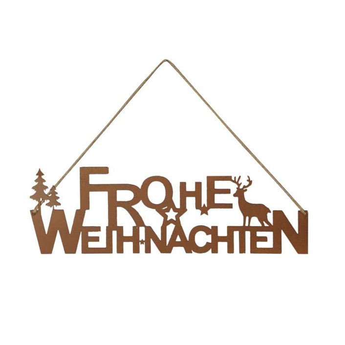 Dekoanhänger FROHE WEIHNACHTEN, rostfarben Metallschild - GENKØ