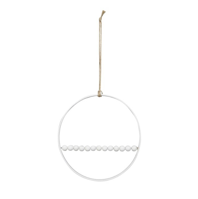 Holzkranz mit Perlen, weiß Wohnaccessoires - GENKØ