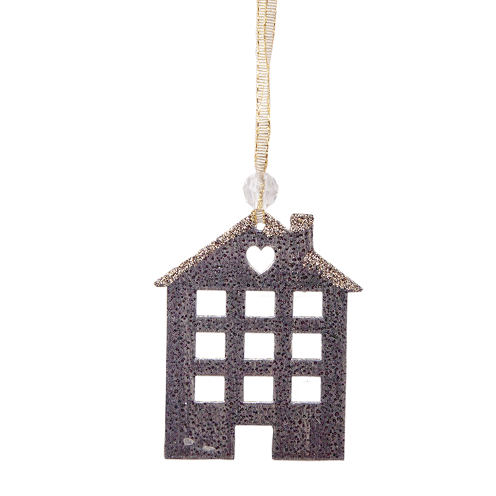Anhänger Haus mit Goldglitzer