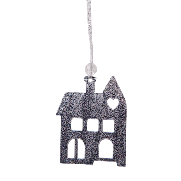 Anhänger Haus mit Silberglitzer
