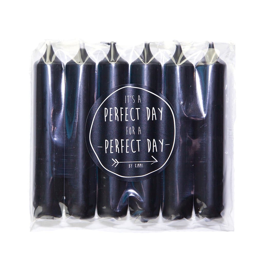 Stabkerze, kurz, 6Stück/ schwarz - GENKØ