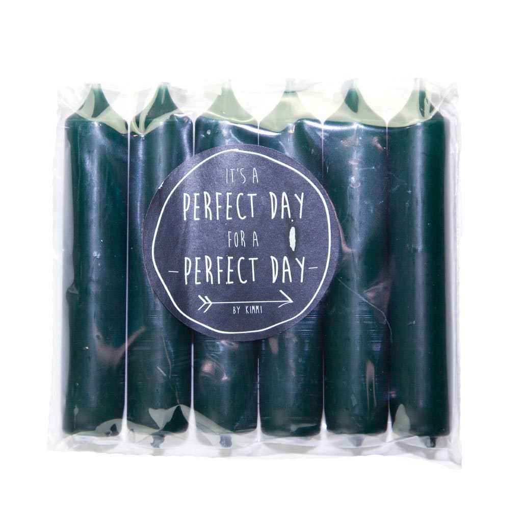 Stabkerze, kurz, 6Stück/ tannengrün - GENKØ