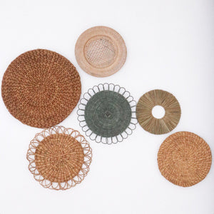 Tropisches Wanddekorationsset 6 gemischte Stücke PENIDA Boho Dekor handgewebt aus natürlichen Materialien