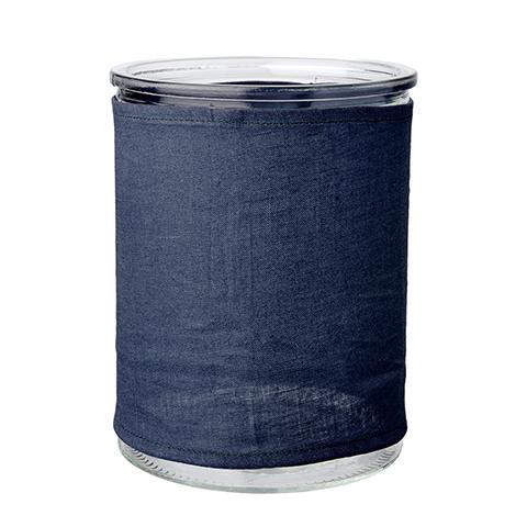 Leinenüberbezug BLAU für Glas-Vase, klar