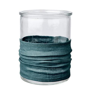 Leinenüberbezug PETROL für Glas-Vase, klar - GENKØ