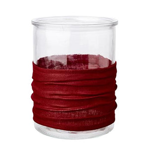Leinenüberbezug ROT für Glas-Vase, klar - GENKØ
